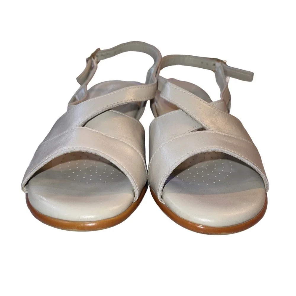 SAS Leather Adjustable Strap Comfort Sandals Shoes Women's Sz 6.5W Cream Ivory - Picture 9 of 16
